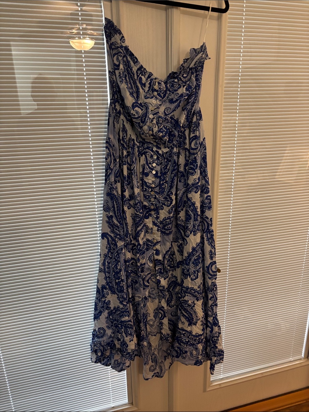 Dotti White Midi Dress with Blue Paisley Print